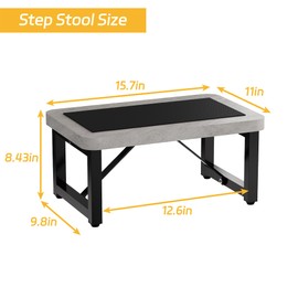 One Step Stool for Adults Kids, Heavy Duty Sturdy Foot Stool with Non-Slip Mat, Metal Frame Hold Up to 500 Lbs Capacity for Kitchen Bathroom Bedroon, Cement Gray