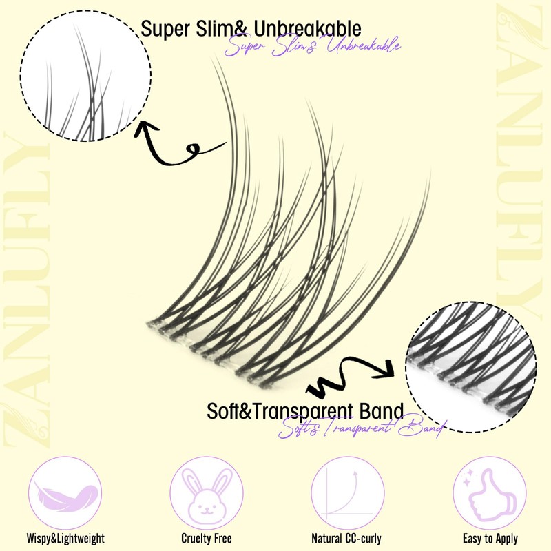 Cluster Lashes Natural Eyelash Clusters CC-Curly Eyelash Extension Wispy Individual
