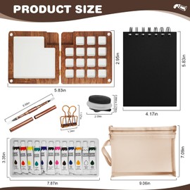 NMHJ Pocket Artist Watercolor Travel Set - Mini Paint Palette with Watercolor Brushes, 12 Colors, Watercolor Sketchbook, Storage Bag & Foldable Lid - Convenient Portable Travel Watercolor Set（15 Grids Set）