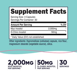 Nutricost Myo Inositol & D-Chiro Inositol for Women 2000mg, 120 Capsules, 2000mg Myo & 50mg D-Chiro Per Serving, 30 Servings, Vegetarian Friendly, Non-GMO & Gluten Free