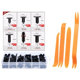 ROSY PIXEL 170PCS Nylon Bumper Shield & Double End Xmas Tree Retainers Kit - Fits 5mm - 9mm Holes, with Plastic Fastener Remover - for GM, Ford, Honda, Chrysler