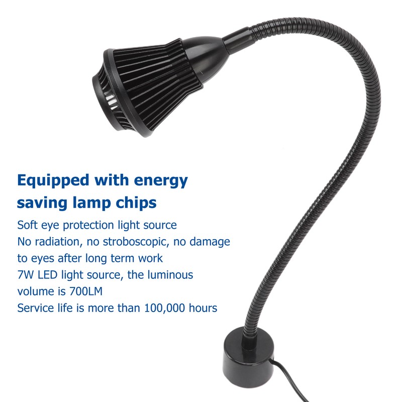7W LED Machine Work Lamp with Magnetic Base Aluminum Gooseneck