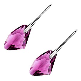 GWG Jewellery 18K White Gold Coated Sparkling Amethyst Purple Crystal Natural Shape Dangle Earrings in Gift Box for Women
