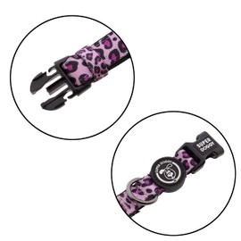 SUPER DOGGY Adjustable Nylon Dog Collar - for Small, Medium and Large Dogs - Dog Cat Puppy Collar - Adjustable, Soft and Comfortable - for Hiking or Cycling (Pink Leopard, (M (33-55 cm))