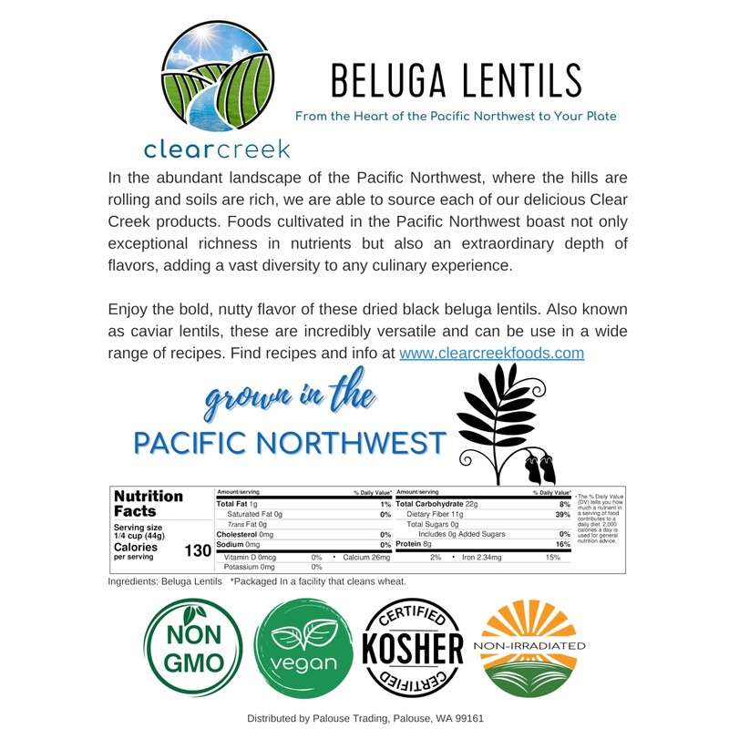 CLEAR CREEK Black Lentils | Caviar or Beluga Lentils |