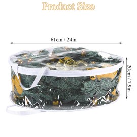 4 PCS Clear Wreath Storage Bag, 24x8 Inch Christmas Wreath Storage Container, Heavy Duty PVC Wreath Protector with Handle for Xmas Holiday Seasonal Wreath Garland (White)
