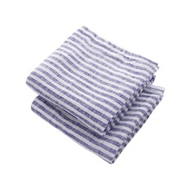 Blue Kitchen Towels Set of 2, 100% Pure Linen Spring & Easter Hand Towels, French Striped Dish Cloths for Washing Dishes, Farmhouse Tea Towels 18 x 28