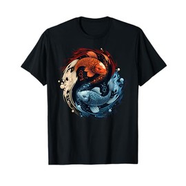 Harmonious Tees Koi Fish Yin Yang T-Shirt - Black - Small - Unisex-Adults