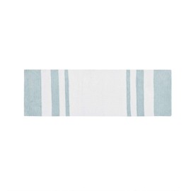 Madison Park Reversible Spa Cotton Bath Rug 100%-Cotton Striped Ultra Soft Water Absorbent, Fast Drying, Bath-Mats, Non-Slip Absorbent Quick Dry Mats for Tub, Shower Room, and Bathroom, 24x72, Aqua