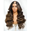 UNICE V Part Glueless Wig Balayage Brown Flip Out Bang