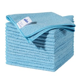 MR.SIGA Microfiber Cleaning Cloth, All-Purpose Microfiber Towels, Streak Free Cleaning Rags, Pack of 15, Sky Blue, Size 30 x 30 cm(11.8 x 11.8 inch)