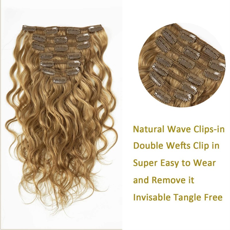 Anrosa Natural Wave Curly Clip in Hair Extensions 20 Inch