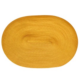 CAIT CHAPMAN HOME COLLECTION Oval Braided Woven Polypropylene Plastic Placemats (Yellow), Set of 4