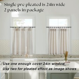 Primitive Curtains for Cabin,Faux Linen Look Sack Cloth Sheer Vintage Retro Curtains for Kitchen Door Livingroom,30 Inch Drop,Grey Beige