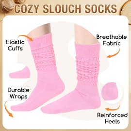Slouch Gifts for Women - Slouchy Scrunch Scrunchy Socks, Pink Long Tube Socks
