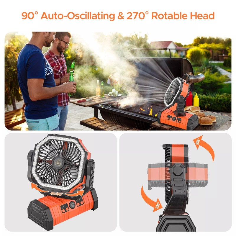 Neofeel Rechargeable Fan with LED Lantern, 20000mAh Oscillating Battery Operated