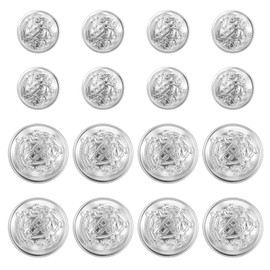 Ymapinc 16 PCS Silver Buttons Metal Blazer Button Silver Buttons for Blazers Vintage Round Shaped Metal Button Set for Men Women Blazer Coat Uniform Shirt Jacket (18mm, 25mm)