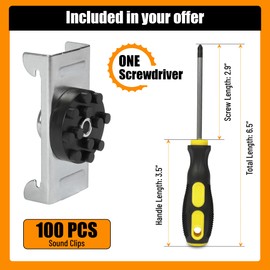 Sound Isolation Clips - 100 pack - Resilient Channel Mounting Clip - Reduces Noise from Noisy Neighbours - Drywall Soundproofing For Walls and Ceiling Insulation - Screwdriver Included