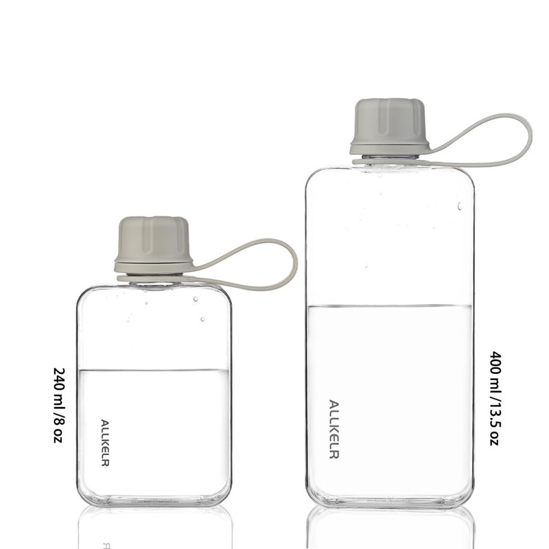 ALLKELR Portable Flat Water Bottle,BPA Free Reusable Tritan Plastic Travel