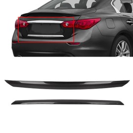SCITOO Glossy Black Rear Trunk Plate Trim Cover Overlay Fits for 2014-2017 for Infiniti Q50 Carbon Fiber Rear Trunk Plate Trim Cover