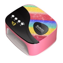 LVAINIT SUNX11 Rhinestone Nail Lamp - LED UV Gel Nail Dryer with Rainbow Crystal Design, 3-Second Quick Dry, Touch Screen, Detachable Base, 4 Timer Settings, for Fingernails & Toenails