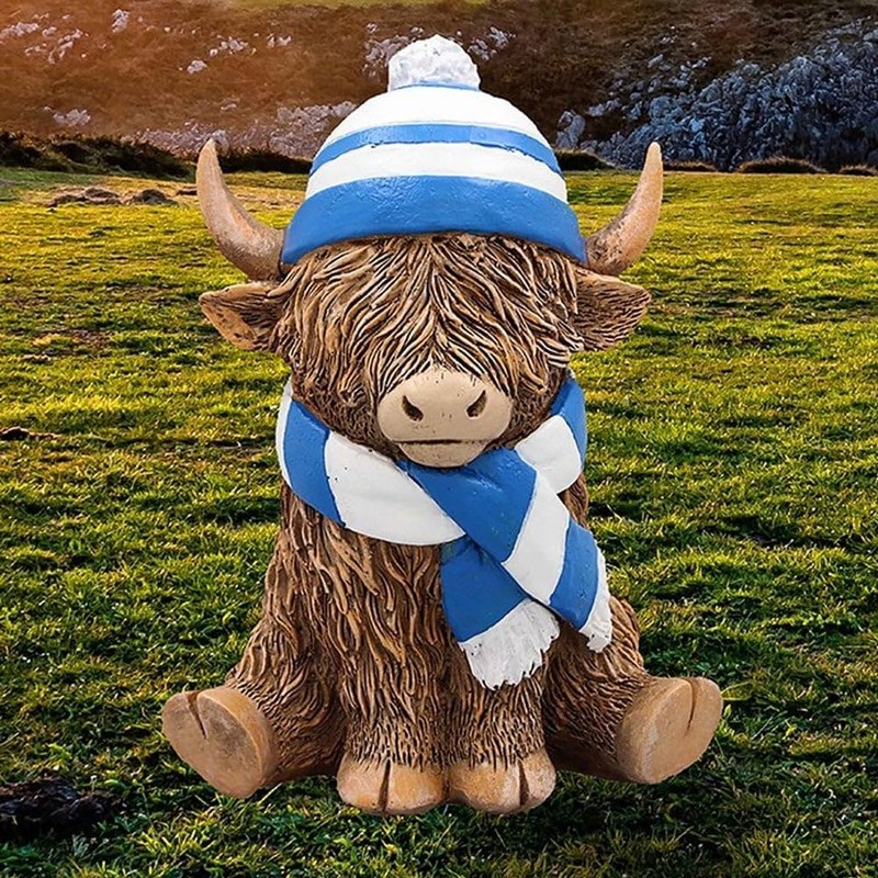 Lesser & Pavey Highland Cow Figurine with Scarf & Hat