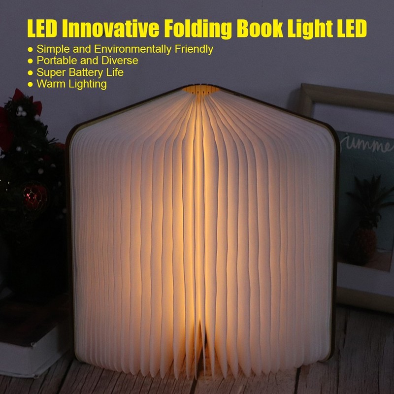 USB Magnetic Wooden Book Light Portable LED Foldable Desk Night