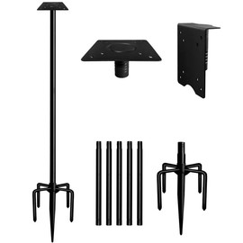 Sungaryard 90Inch Heavy Duty Bird House Pole Mount Kit with Frosted, Bird Feeder Pole Kit with 5 Prongs Base and 2 Plates, for Outdoor, Yard, Garden, Black(Birdhouse Not Include)