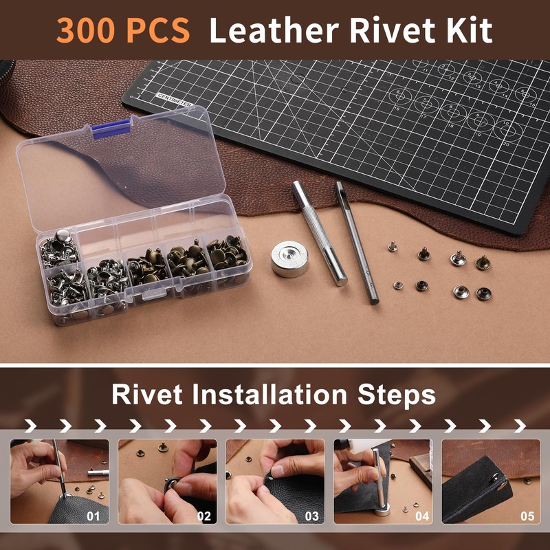 BUTUZE Leather Tools, Leather Crafting Kit with Leather Tool Rack,