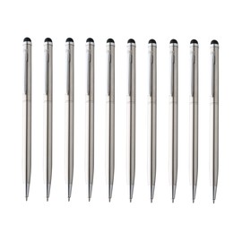 noTrash2003 Set of 10 Slim Metal Ballpoint Pens Elegant Twist Ballpoint Pens with Touch Pen for Office and Workplace