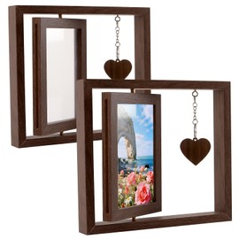 KOHAND Sympathy Gifts 2 Pcs, Memorial Gifts 8x9 Inch, Rotatable Memorial Picture Frame for Mom, Dad, Loss of Loved One, Brown