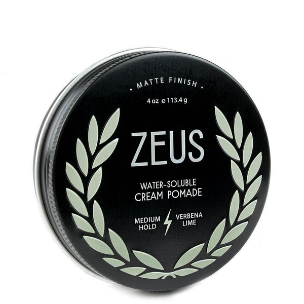 ZEUS Cream Hair Pomade for Men, Matte Finish, Medium Hold, 4oz (New Formula)