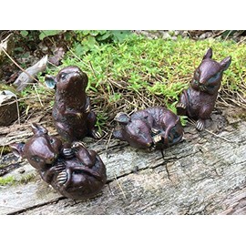 London Ornaments Set of 4 Cute Bronze Effect Mice (B)
