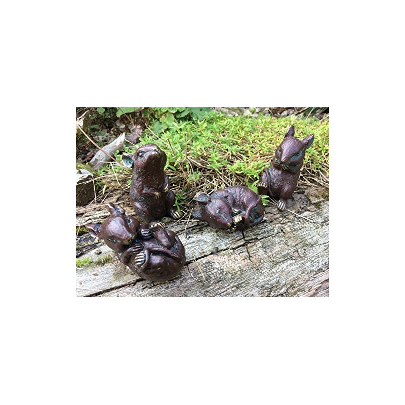London Ornaments Set of 4 Cute Bronze Effect Mice (B)