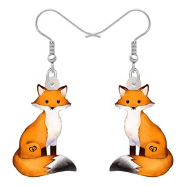 RAIDIN Acrylic Cute Anime Hamster Fox Giraffe Earrings for Women Girls Animal Charms Dangle Hook Earrings Jewelry Gifts for Party Animal Lovers (Fox)