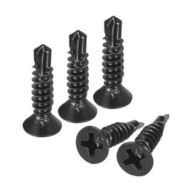 uxcell #8 x 3/4" Sheet Metal Screws, 100pcs Black Oxide 410 Stainless Steel Flat Head Phillips Drive Self Drilling Screws