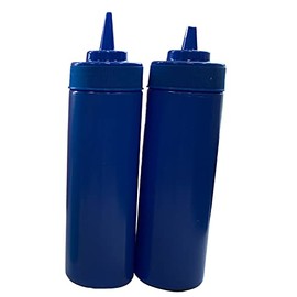 bark and lindy Blue BPA Free Food Prep 12 oz Plastic Condiment Squeeze Bottle for Hot Sauces Condiments Dressings (2)