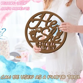 KOKOLAP Large Wooden He or She What Will Baby Be Hanging Signs Gender Reveal Decoration Wall Stickers