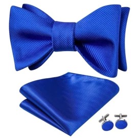 Does Not Apply  Silk Self Tie Bow Ties for Men Adjustable Men's Bowtie Handkerchief Royal Blue