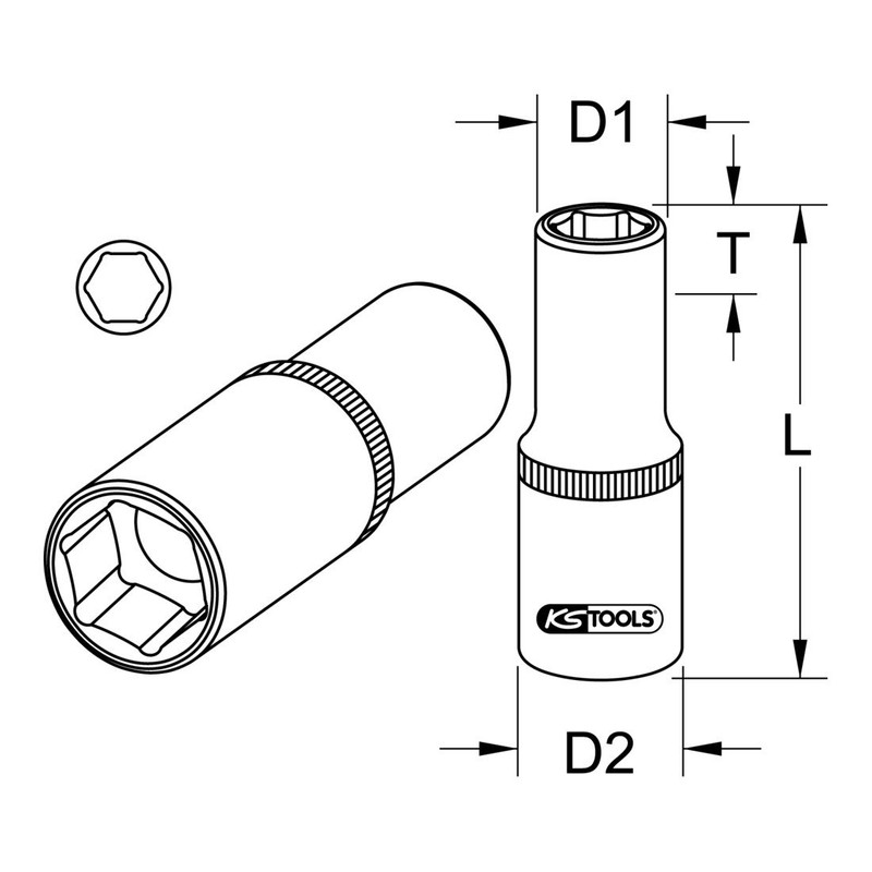 KS Tools 3/8 inch CHROMEplus sliding piece/magnification adapter, 1/4 inch