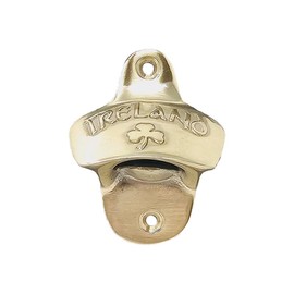 Exclusively Irish Slainte Claddagh Bottle Opener Kitchen Bar Tool (Polished Brass) (Ireland Clover)