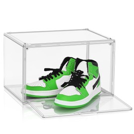 DAYOOH Acrylic Sneaker Shoe Display Case Transparent Shoe Box Storage Bins Clear Plastic Stackable Boot Handbag Organizer Containers with Lids, 1Pack Size 14