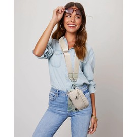 Fashowlife Clip and Go Phone Strap with Zipper Pouch ID Window Wallet Crossbody Phone Lanyards for All Phones Phone Strap Adjustable 55 Inch, Beige