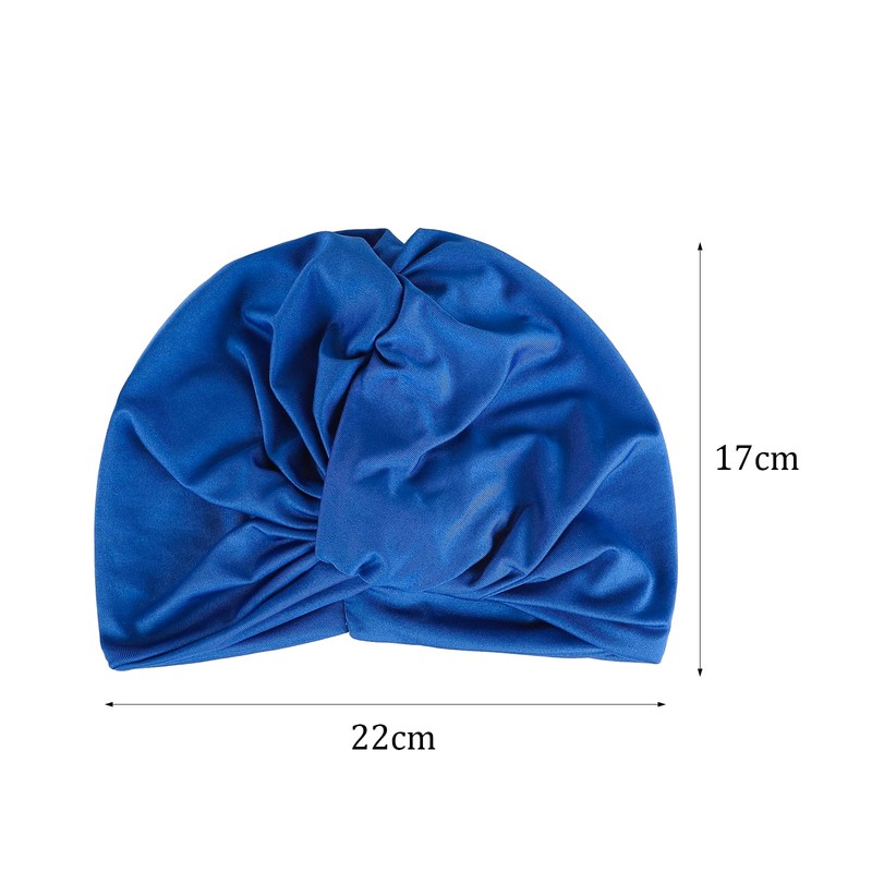 Women Pleated Fabric Swim Cap Elastic Long Curly Hair Bathing
