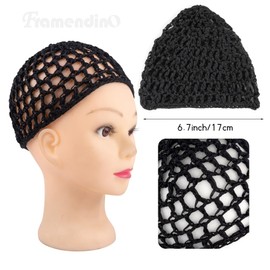 Framendino, paquete de 4 redes de malla de ganchillo para el pelo de punto de rayón, redecillas para el pelo, adorno para dormir nocturno, accesorios para el cabello (2 colores)