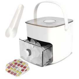 Ice Cube Tray with Lid and Bin Ice Cube Trays for Freezer Ice Tray Ice Mold Ice Maker BPA-Free Stackable Storage Container with 2 Trays Ice Storage Bin Tongs Easy Release Molds