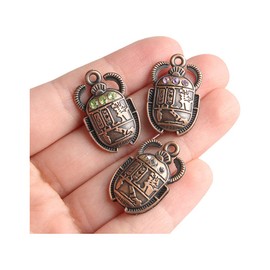 Wixine 3Pcs Scarab Necklace Insect Necklace Scarab Egypt Crystal Scarab Scarab Beetle Traveler Bronze Necklace Gift