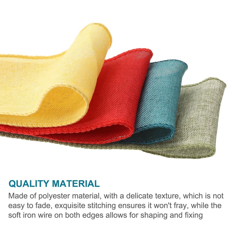 sourcing map Burlap Wired Ribbon 2-1/2 Inch x 10 Yard,