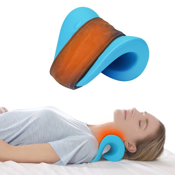 HONGJING Heated Neck and Shoulder Relaxer Neck Cloud Cervical Traction Device with Heating Pad for TMJ Pain Relief, Spine Alignment