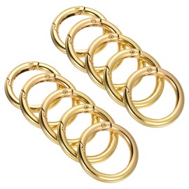 PATIKIL 35x25x5mm Spring Gate O Rings, 10 Pack Round Snap Clip Zinc Alloy for Keyrings Buckle, Gold